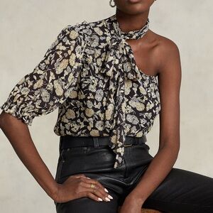 Ralph Lauren floral one shoulder blouse